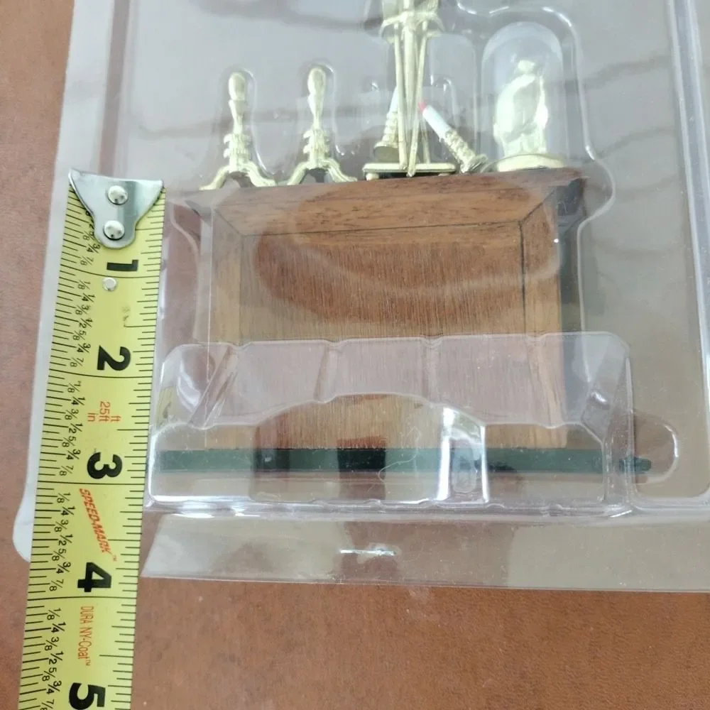 Dollhouse Fireplace Tools Mantle Clock TOWN SQUARE MINIATURES Cherry Wood NOS